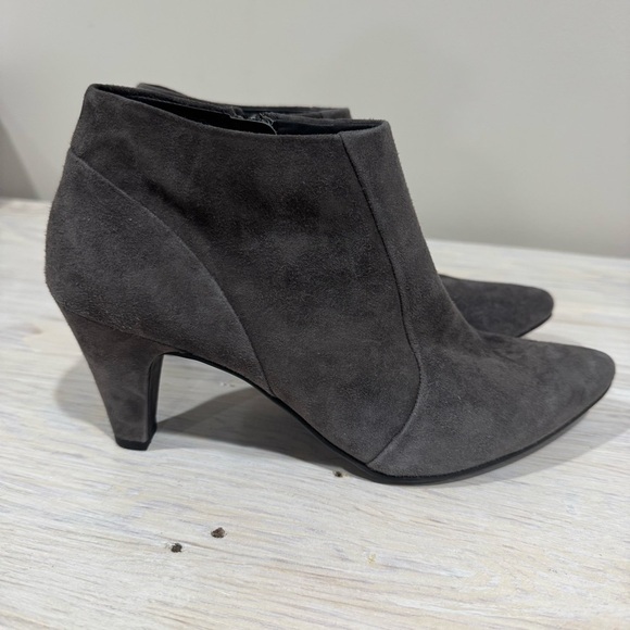 Paul Green Tatum Gray Suede Leather Heeled Pointed Toe Ankle Booties Size 6.5 - Picture 4 of 12